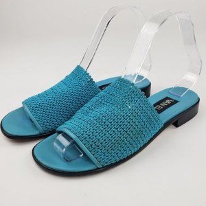 Vintage VANELi Turquoise Woven Slide Sandal 90s